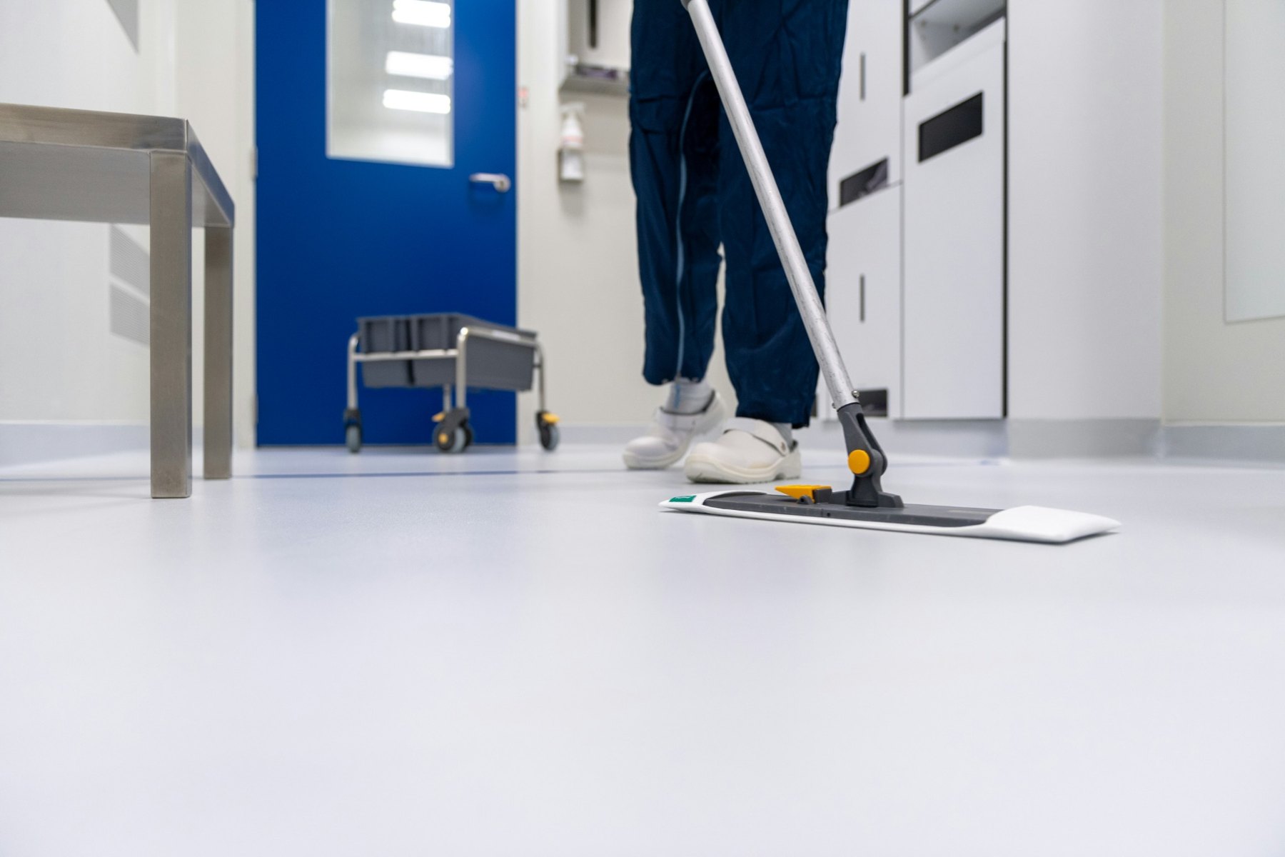 Facility floor mopping and cleaning
